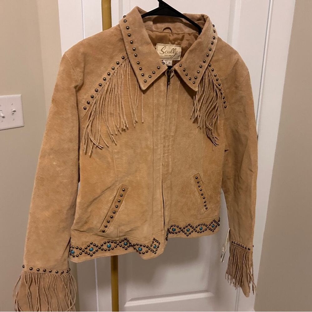 Scully Leather Fringe Western Jacket XL – Studded with Turquoise Accents – NWT - Picture 10 of 11